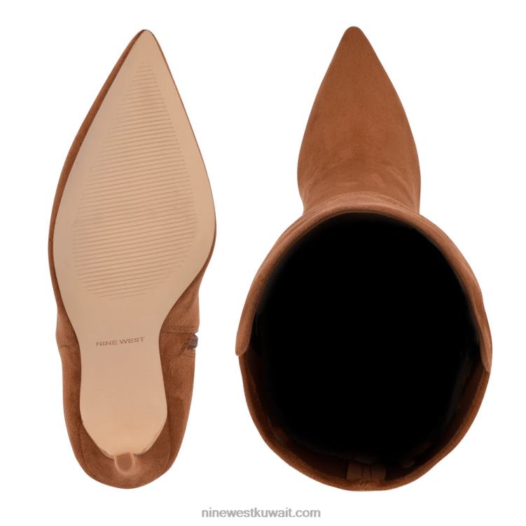 Nine West forbs فوق أحذية بكعب في الركبة كونياك من جلد الغزال VVL081697