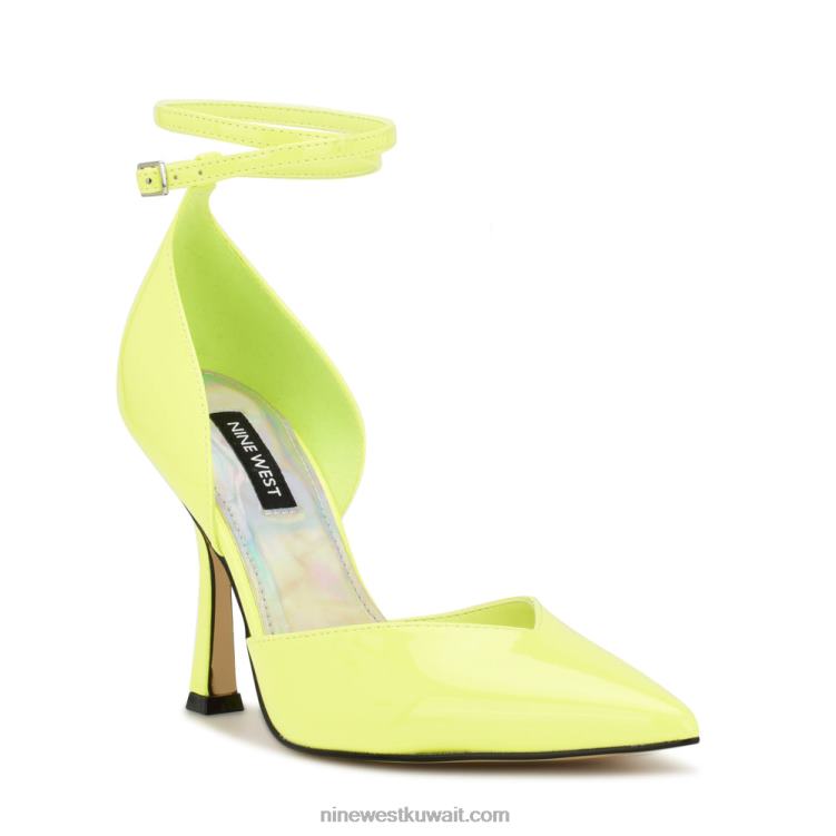 Nine West حذاء frends دورسي برباط عند الكاحل براءة اختراع النيون الخضراء VVL08893