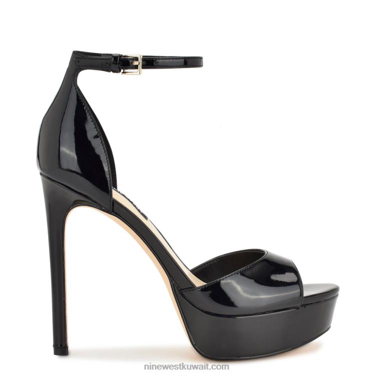Nine West صندل برباط كاحل من grilo أسود براءة اختراع VVL08189