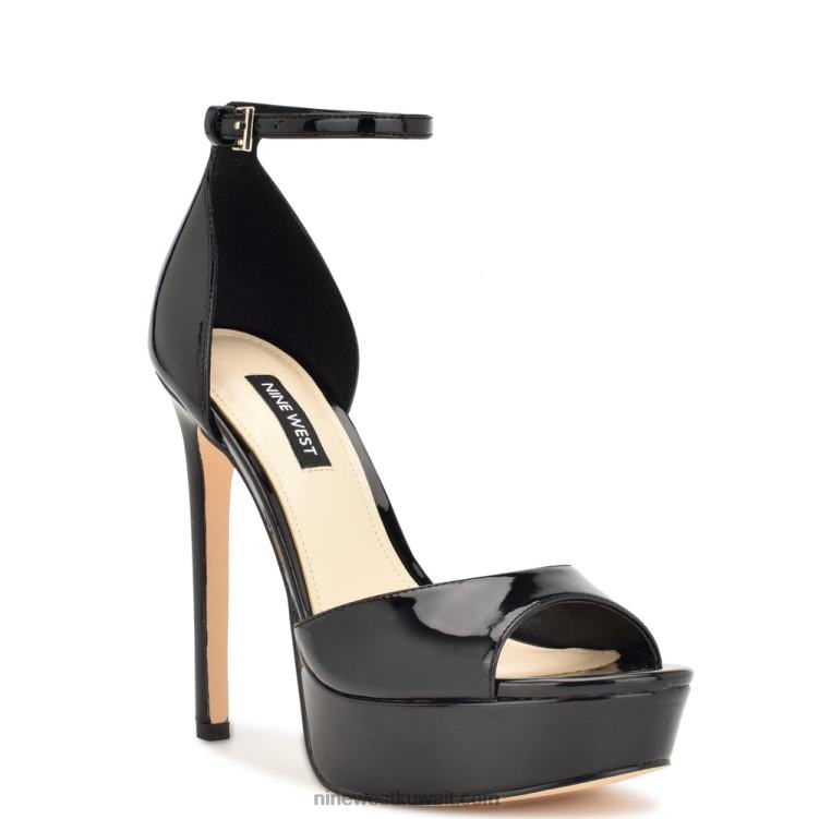 Nine West صندل برباط كاحل من grilo أسود براءة اختراع VVL08189