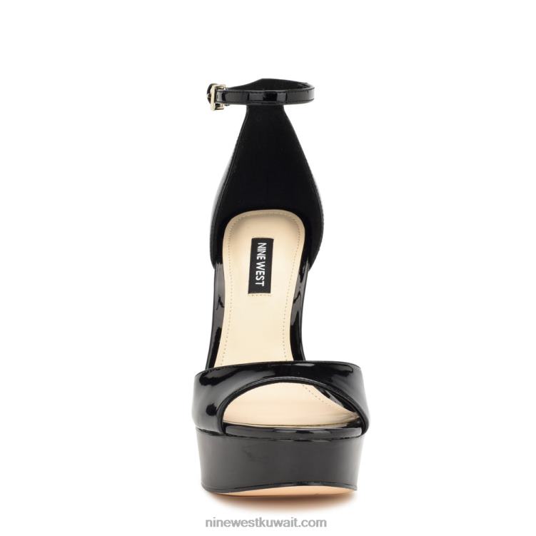 Nine West صندل برباط كاحل من grilo أسود براءة اختراع VVL08189