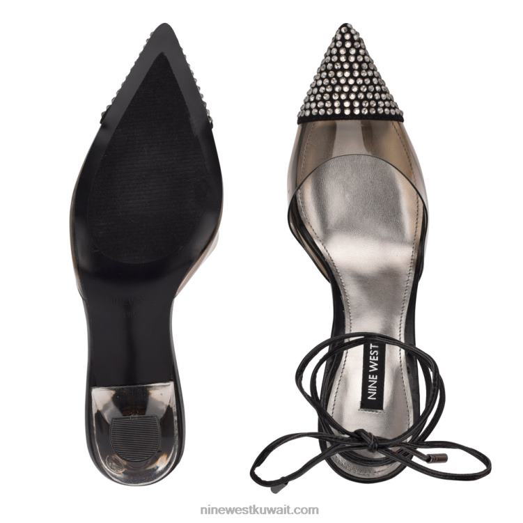 Nine West مضخات يلف الكاحل haina دخان اسود VVL081241