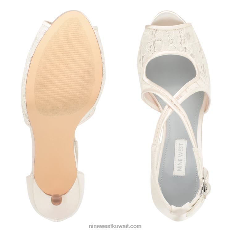 Nine West hanya منصة مضخات زقزقة اصبع القدم الدانتيل الأبيض VVL081284