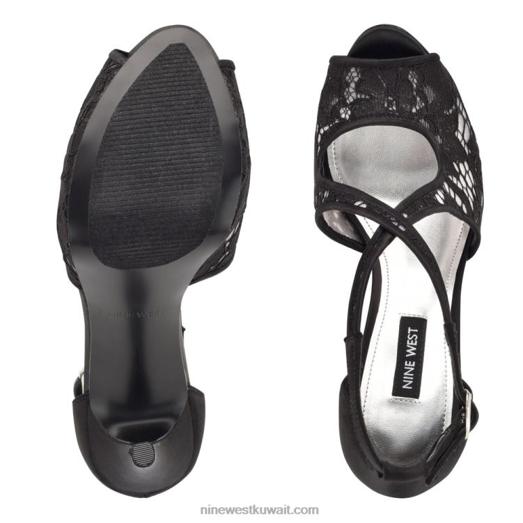 Nine West hanya منصة مضخات زقزقة اصبع القدم الدانتيل الأسود VVL081285