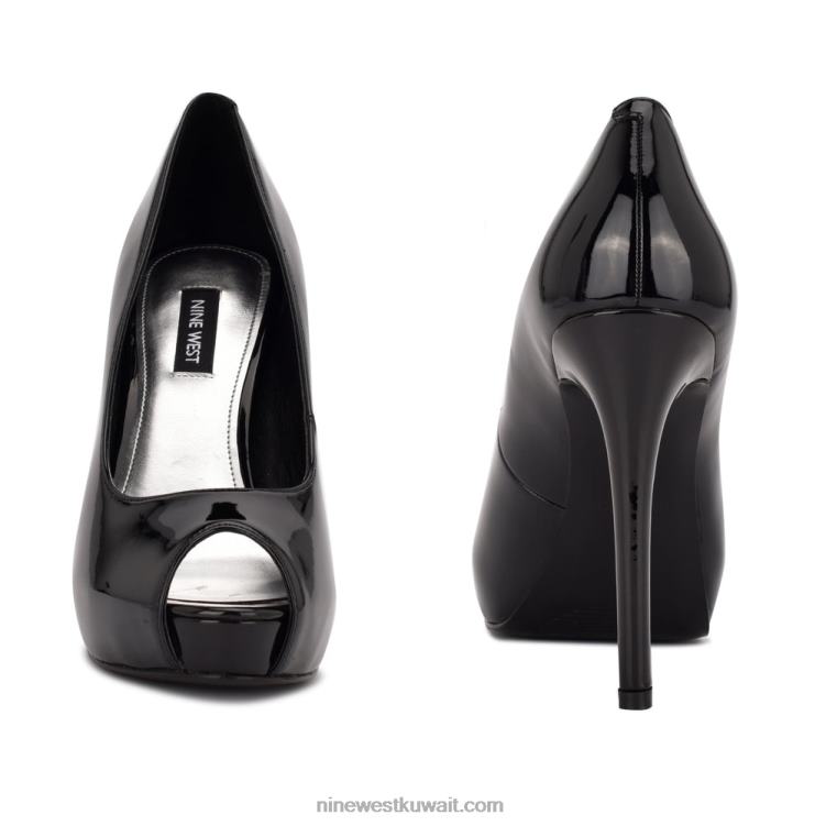 Nine West hethr منصة مضخات زقزقة اصبع القدم أسود براءة اختراع VVL081287