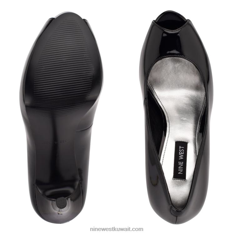 Nine West hethr منصة مضخات زقزقة اصبع القدم أسود براءة اختراع VVL081287