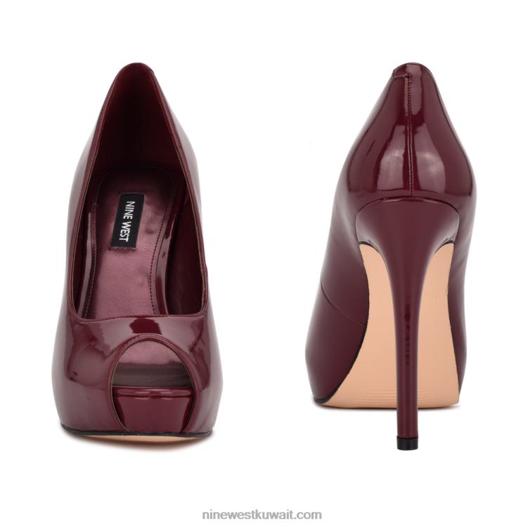 Nine West hethr منصة مضخات زقزقة اصبع القدم براءة اختراع البرقوق VVL081288