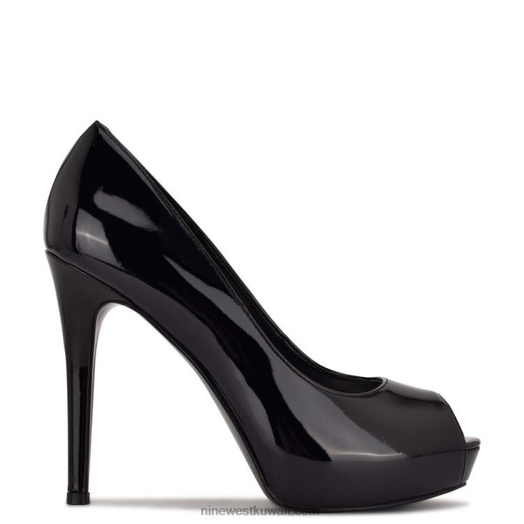 Nine West hethr منصة مضخات زقزقة اصبع القدم أسود براءة اختراع VVL081826