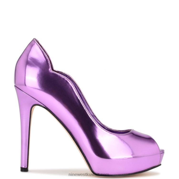 Nine West hilare مضخات زقزقة اصبع القدم مرآة أرجوانية معدنية VVL081302
