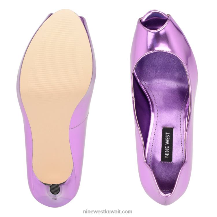 Nine West hilare مضخات زقزقة اصبع القدم مرآة أرجوانية معدنية VVL081302