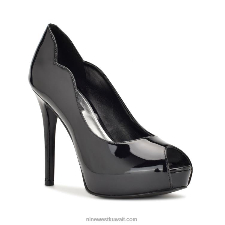 Nine West hilare مضخات زقزقة اصبع القدم أسود براءة اختراع VVL081304