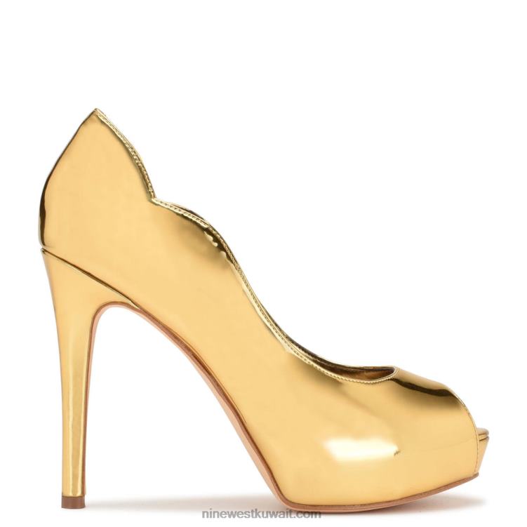 Nine West hilare مضخات زقزقة اصبع القدم مرآة ذهبية معدنية VVL081853