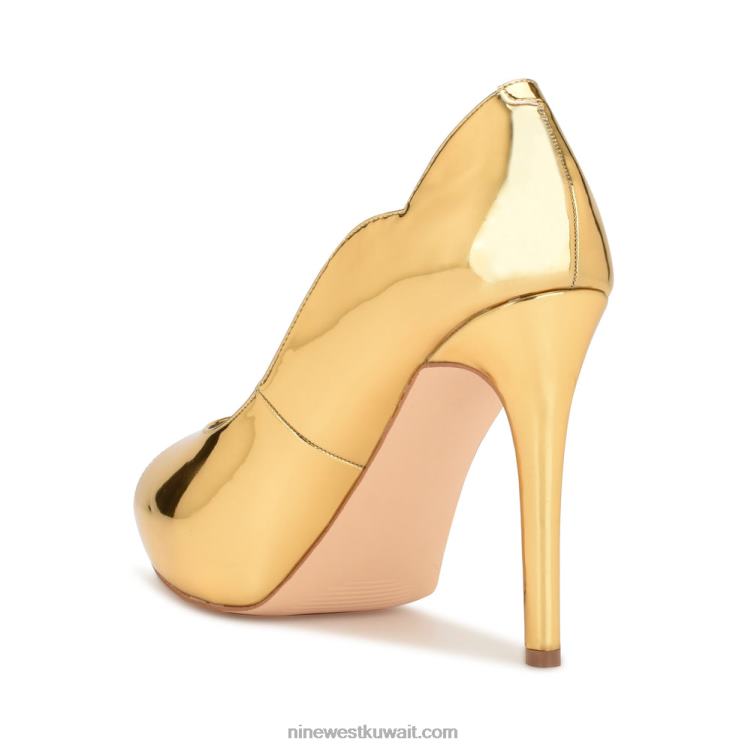 Nine West hilare مضخات زقزقة اصبع القدم مرآة ذهبية معدنية VVL081853