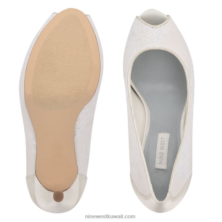 Nine West مضخات زقزقة اصبع القدم hizzia الدانتيل الأبيض VVL081443