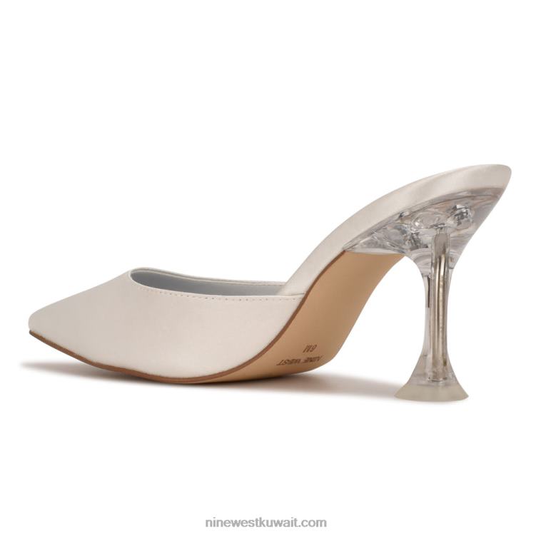 Nine West البغال hott مدبب اصبع القدم الساتان الأبيض VVL082009