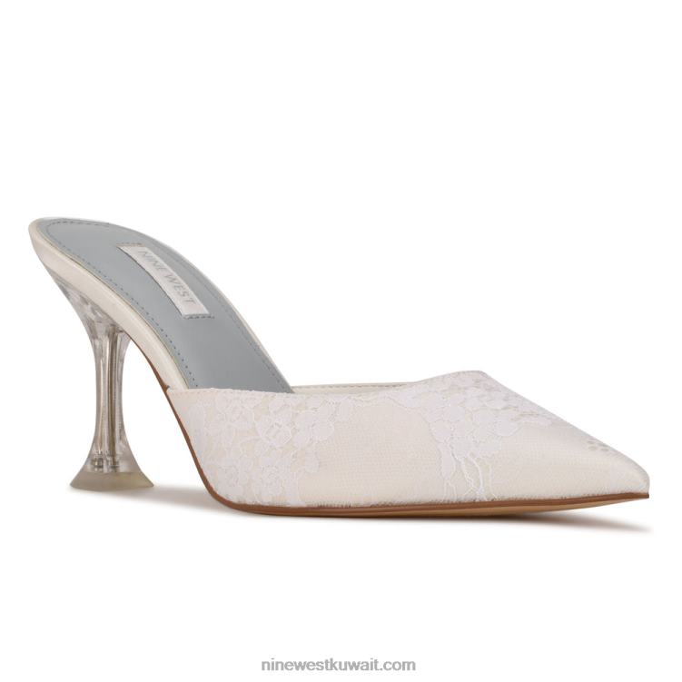 Nine West البغال hott مدبب اصبع القدم الدانتيل الأبيض VVL08739