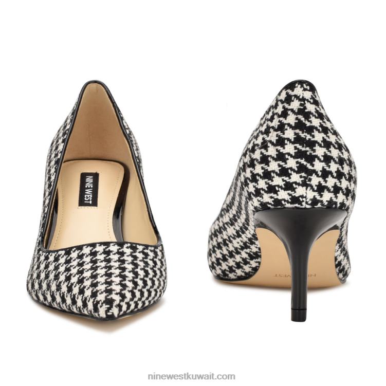 Nine West مضخات بمقدمة مدببة من آرلين أسود / أبيض houndstooth VVL081168