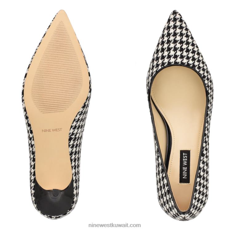 Nine West مضخات بمقدمة مدببة من آرلين أسود / أبيض houndstooth VVL081168