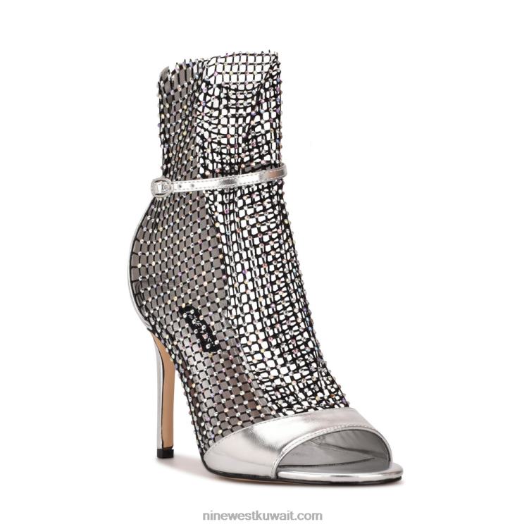 Nine West imery شبكة الجوارب زقزقة اصبع القدم الفضة / حجر الراين الأسود VVL081884