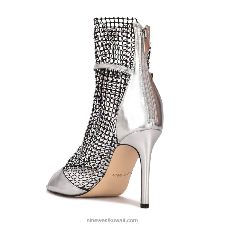 Nine West imery شبكة الجوارب زقزقة اصبع القدم الفضة / حجر الراين الأسود VVL081884