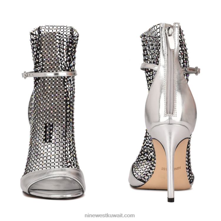 Nine West imery شبكة الجوارب زقزقة اصبع القدم الفضة / حجر الراين الأسود VVL081884
