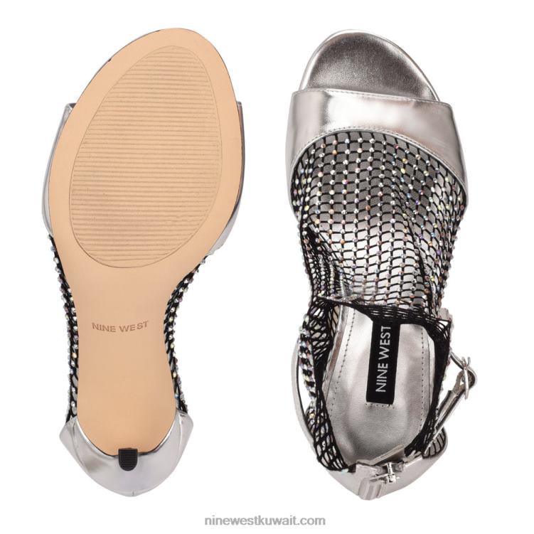 Nine West imery شبكة الجوارب زقزقة اصبع القدم الفضة / حجر الراين الأسود VVL081884