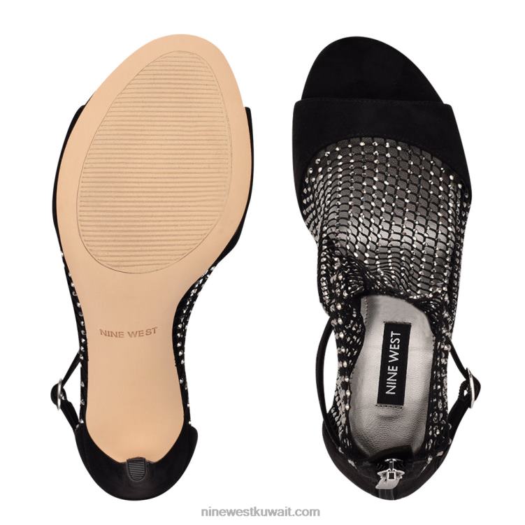 Nine West imery شبكة الجوارب زقزقة اصبع القدم حجر الراين الأسود VVL081885