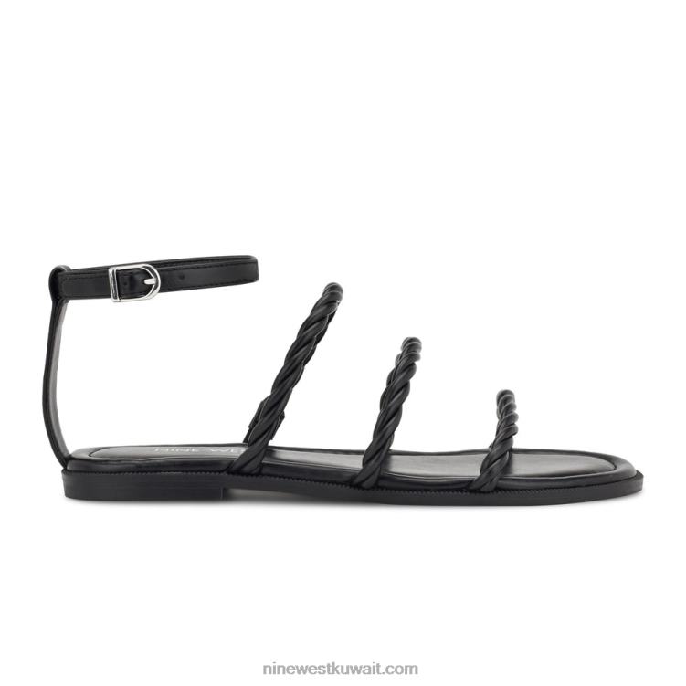 Nine West صندل مسطح برباط للكاحل من ipster أسود VVL0827