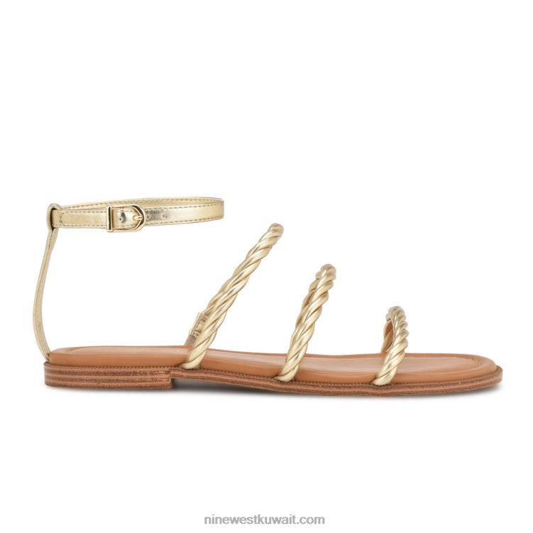 Nine West صندل مسطح برباط للكاحل من ipster ذهب VVL0828