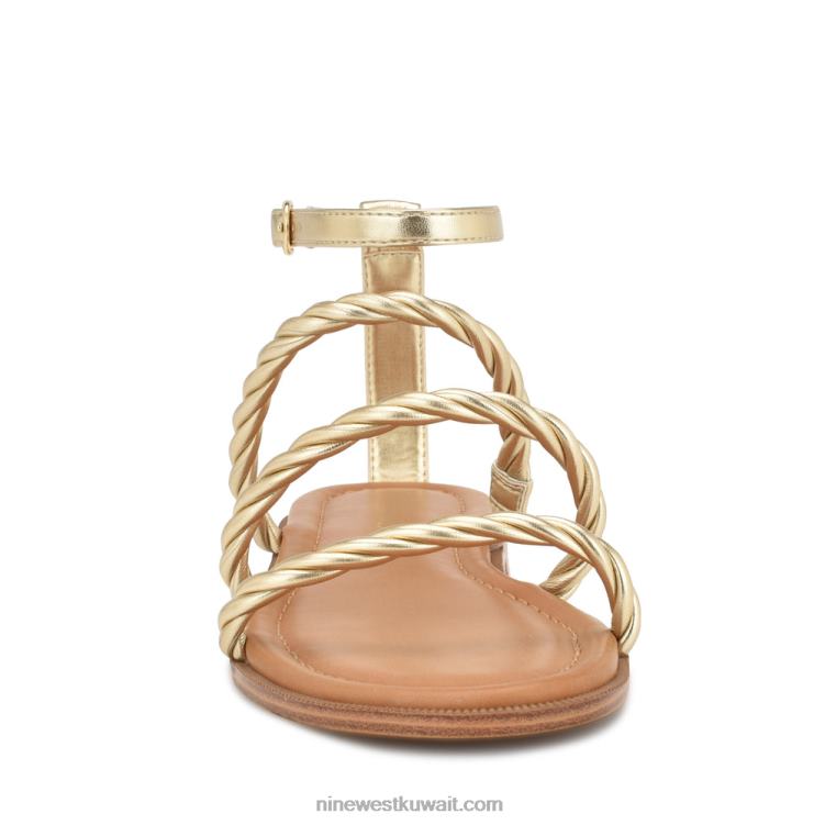 Nine West صندل مسطح برباط للكاحل من ipster ذهب VVL0828