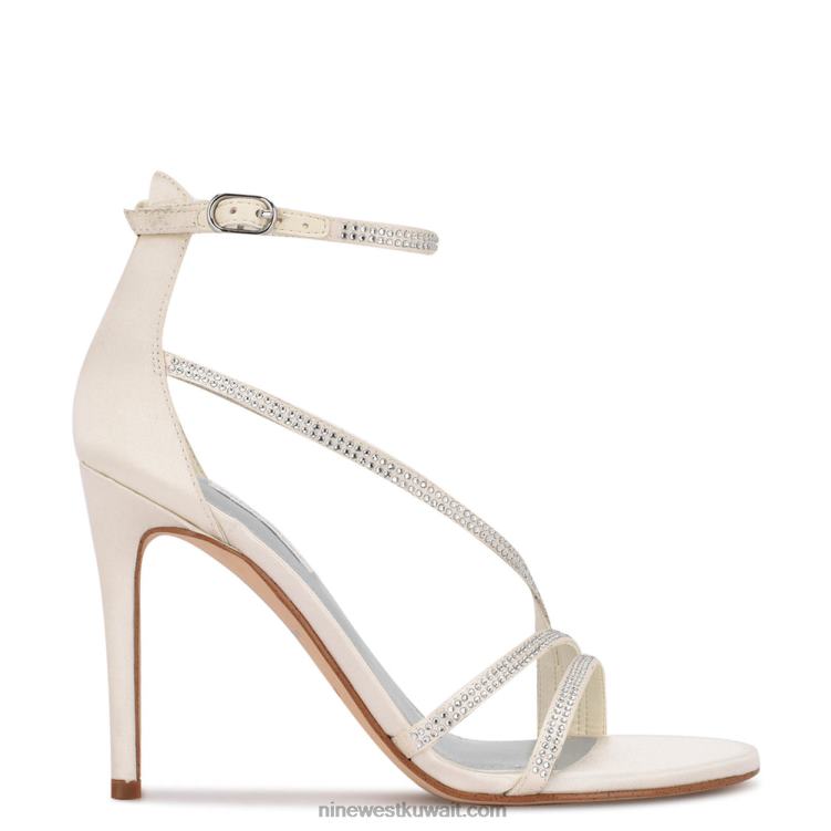 Nine West الصنادل irelynn بكعب الكاحل الساتان الأبيض VVL08464