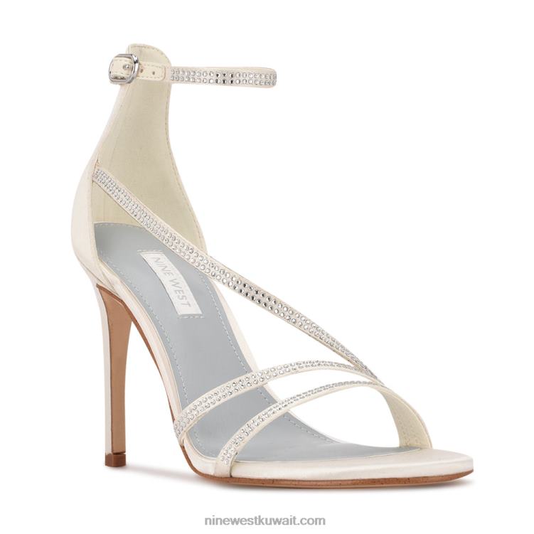 Nine West الصنادل irelynn بكعب الكاحل الساتان الأبيض VVL08464
