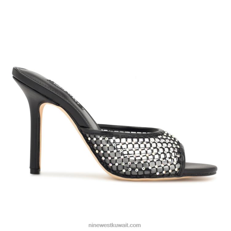 Nine West صنادل iriep ذات الكعب العالي شبكة سوداء VVL081080