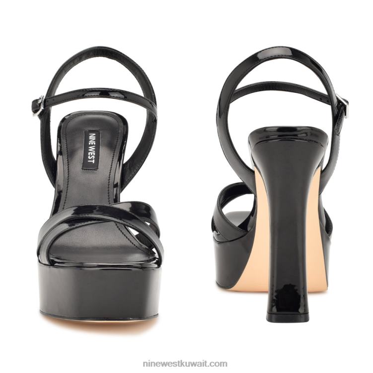 Nine West الصنادل منصة iriv أسود براءة اختراع VVL081756