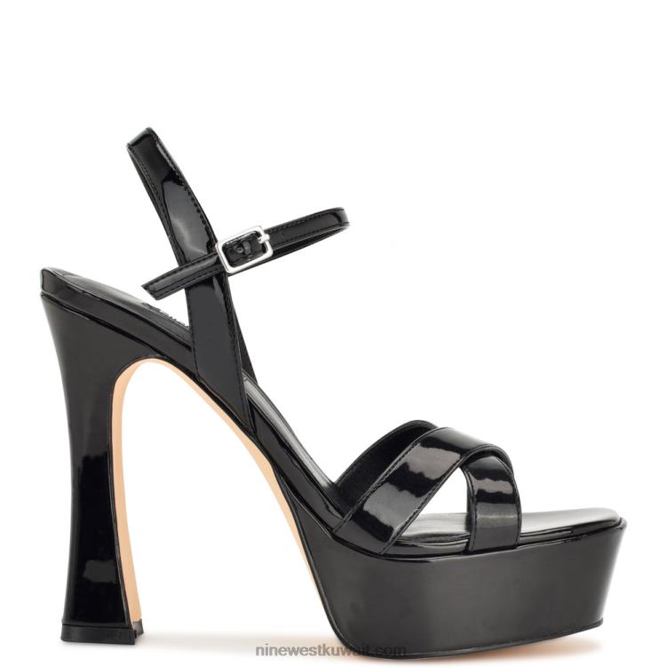 Nine West الصنادل منصة iriv أسود براءة اختراع VVL08298