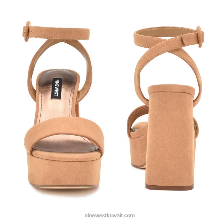 Nine West صندل بنعل سميك jans كونياك من جلد الغزال VVL08343