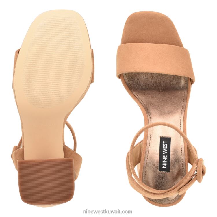 Nine West صندل بنعل سميك jans كونياك من جلد الغزال VVL08343