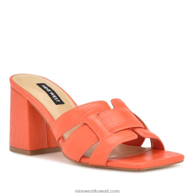 Nine West صندل منزلق بكعب من kaelyn التمساح البرتقالي VVL082081