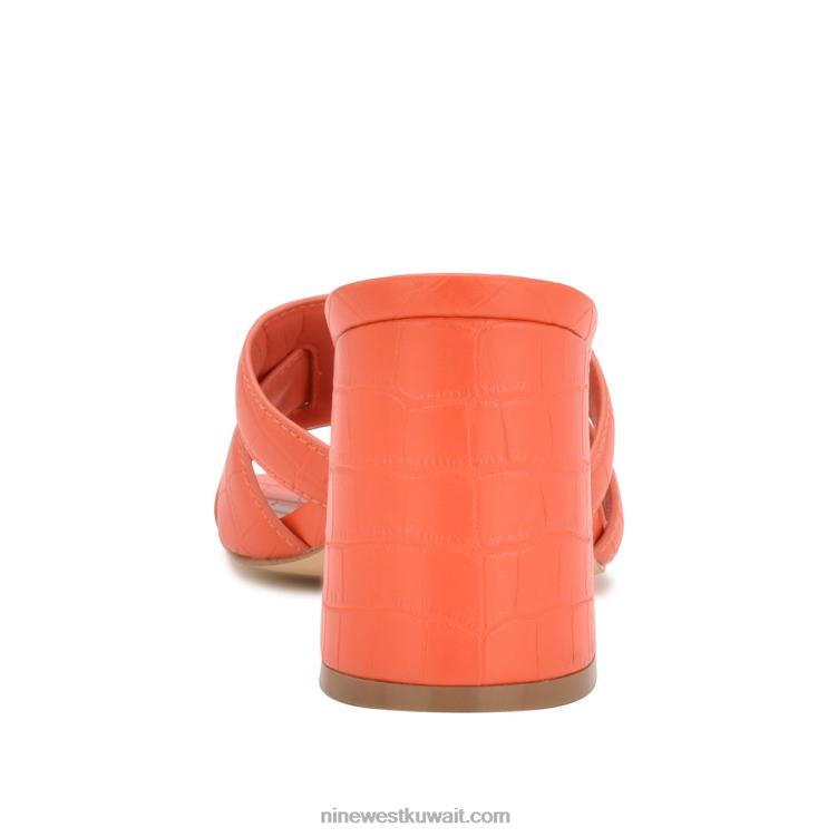 Nine West صندل منزلق بكعب من kaelyn التمساح البرتقالي VVL082081