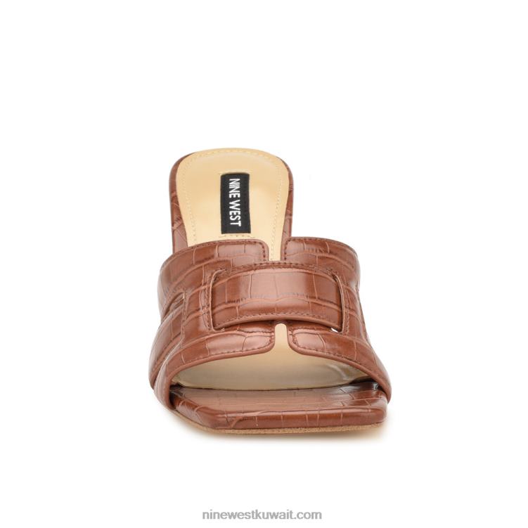 Nine West صندل منزلق بكعب من kaelyn التمساح البني VVL082082