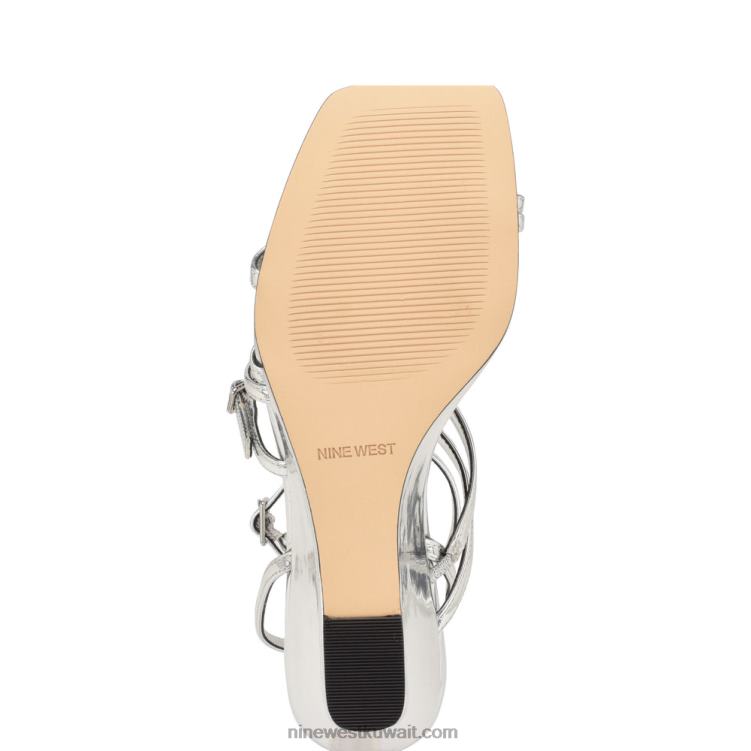 Nine West صندل إسفين بحزام كاحل من keamer مرآة فضية معدنية VVL081128