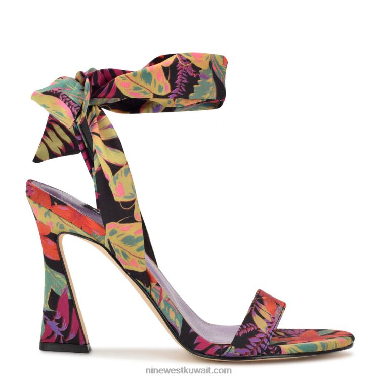 Nine West صندل بكعب كاحل ملفوف من kelsie زهري متعدد الألوان الاستوائية VVL08184
