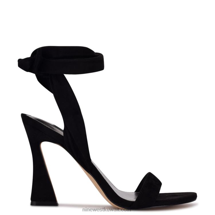 Nine West صندل بكعب كاحل ملفوف من kelsie جلد الغزال الأسود VVL082038