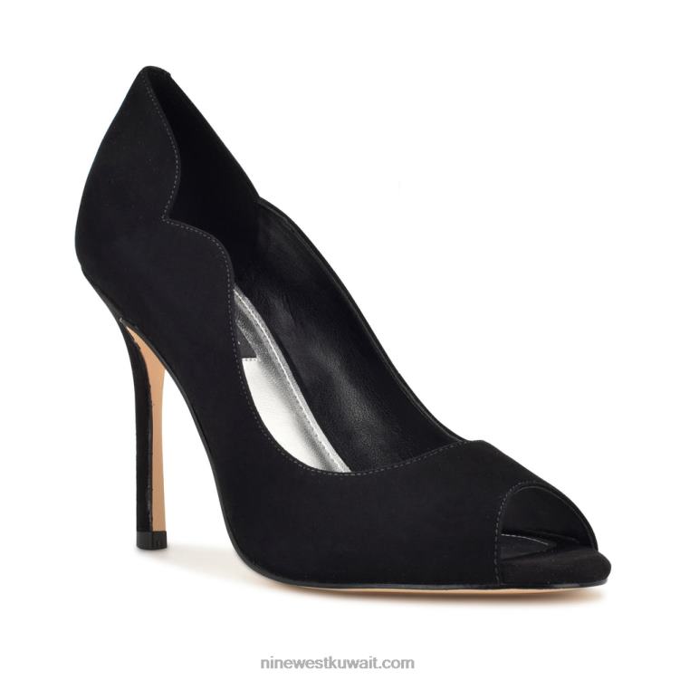 Nine West زقزقة اصبع القدم مضخات kelyan جلد الغزال الأسود VVL081401