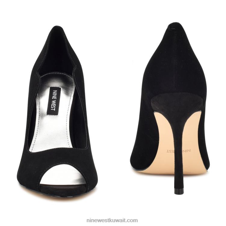 Nine West زقزقة اصبع القدم مضخات kelyan جلد الغزال الأسود VVL081401