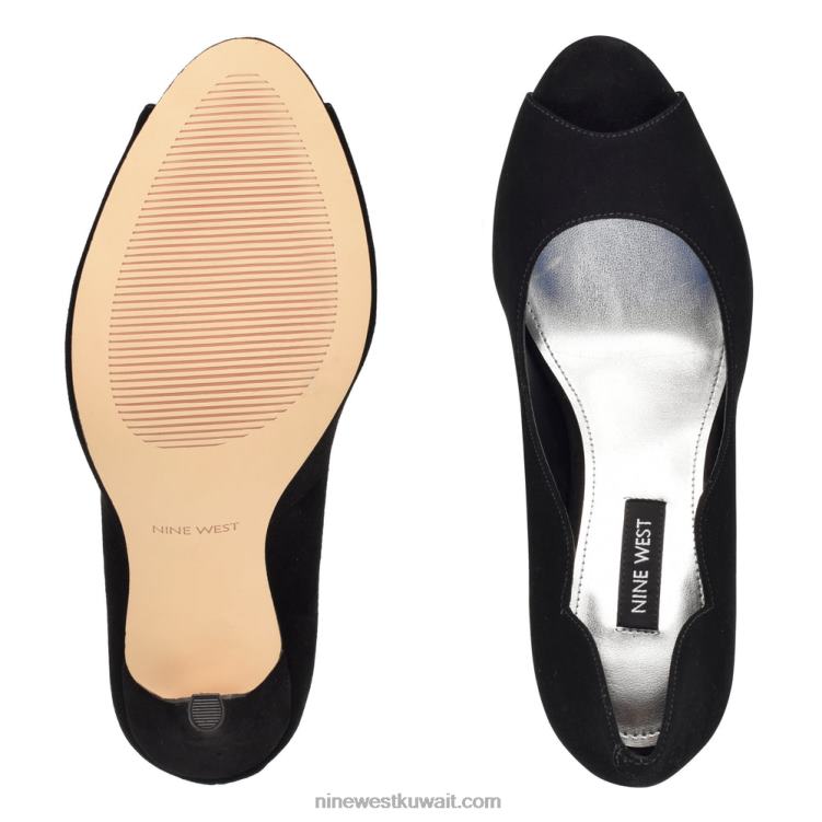 Nine West زقزقة اصبع القدم مضخات kelyan جلد الغزال الأسود VVL081401