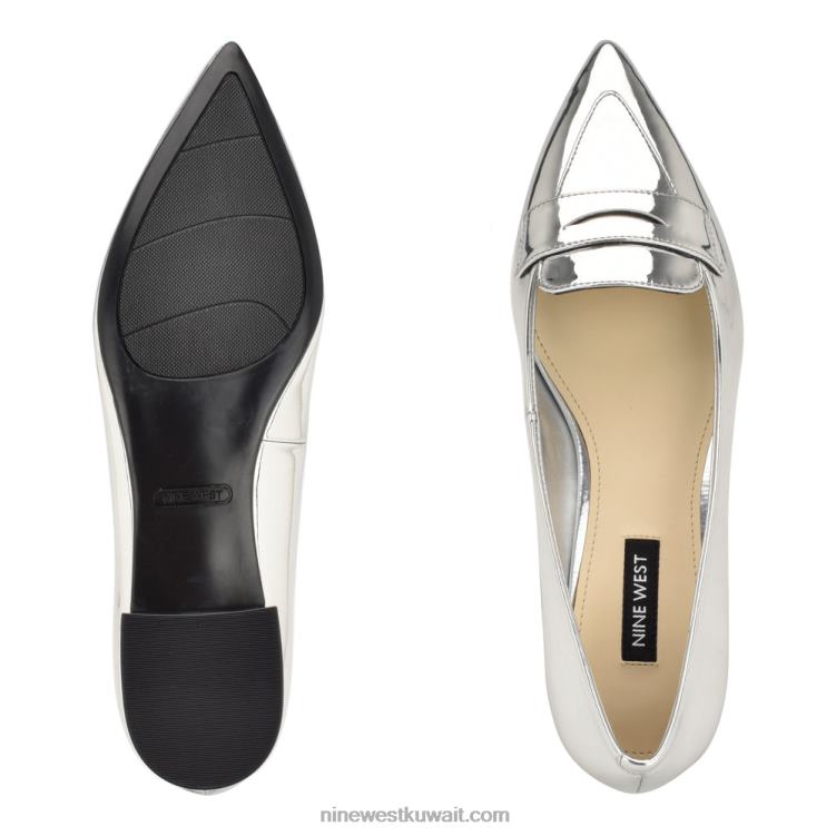 Nine West المتسكعون lallin اصبع القدم مدبب مرآة فضية معدنية VVL082099