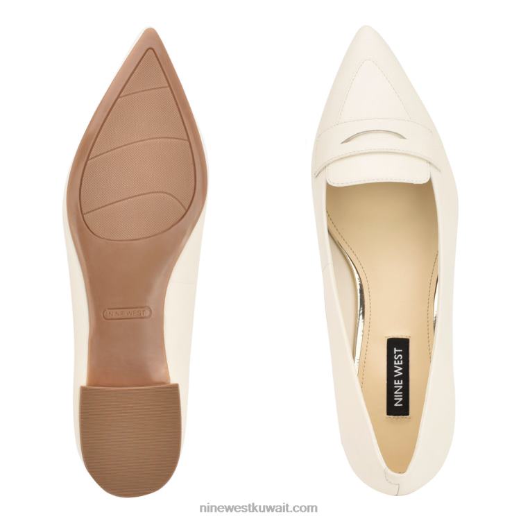 Nine West المتسكعون lallin اصبع القدم مدبب جلد كريم أنيق VVL082100