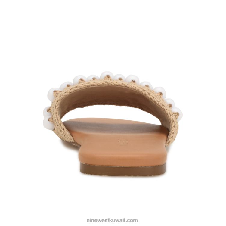 Nine West صندل منزلق منسوج من leelee أبيض طبيعي VVL08644