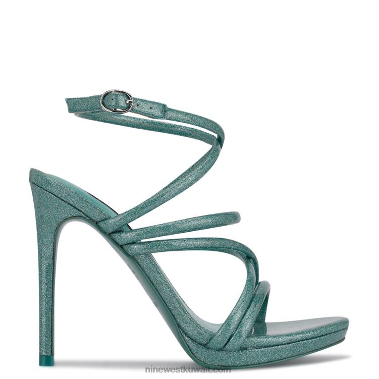 Nine West lexy صندل بكعب رباط الكاحل بريق أزرق VVL081940